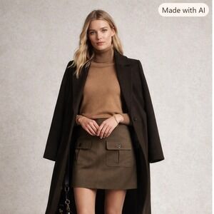 Ann Taylor LOFT Cargo Mini Skirt Twill Quiet Luxury Utility Casual Brown 14
